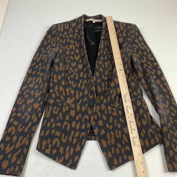 Rachel Roy Womens Blazer Cheetah Print Button Front Long Sleeve Jacket Size XS - Picture 5 of 12